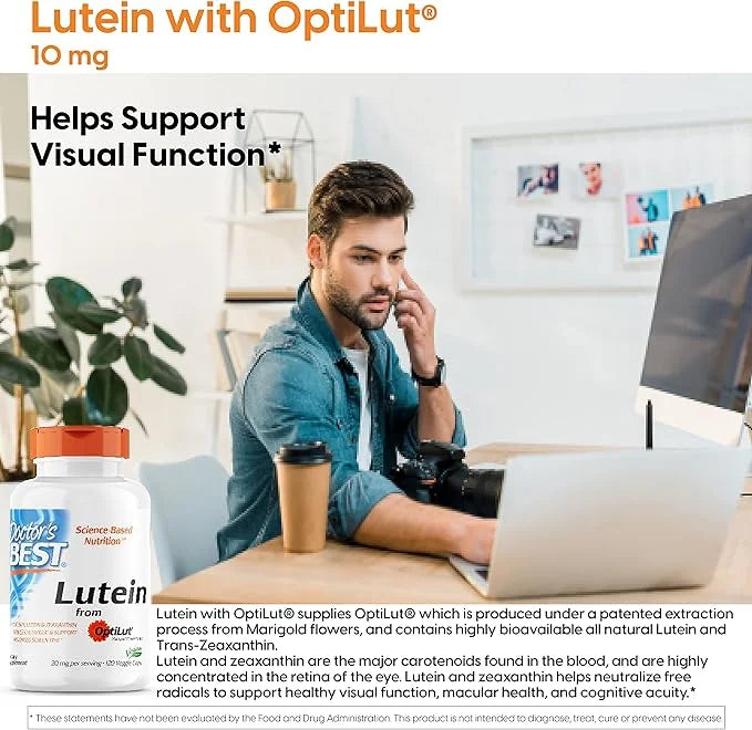 Doctor's Best Lutein with OptiLut Non-GMO, 20 mg, 120 Veggie