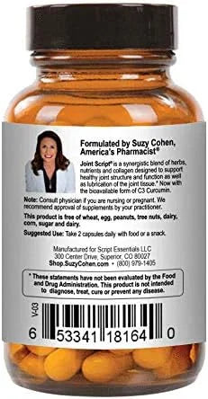 Suzy Cohen Joint Script Joint Support C3 Curcumin