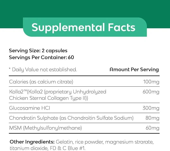 Bone and Joint Supplement with Kolla2 (120 Count).