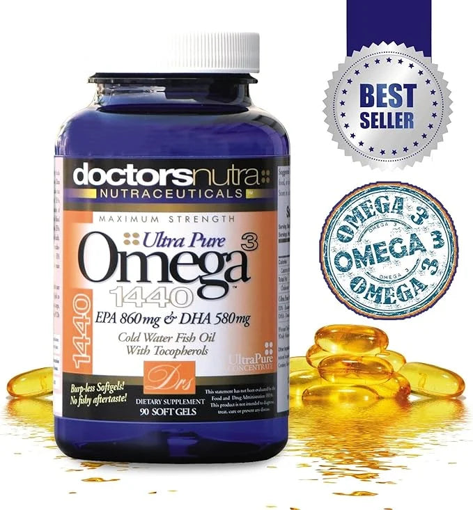Natural Wild Caught Fish Oil Maximum 3 DPA-EPA-DHA 2,900 Milligram 90 Burp-Less