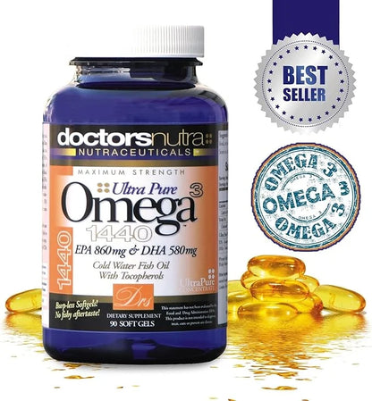 Natural Wild Caught Fish Oil Maximum 3 DPA-EPA-DHA 2,900 Milligram 90 Burp-Less