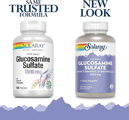 SOLARAY Glucosamine Sulfate 1500mg, Healthy Joint 60-Day Money 60 Serv, 120 VegCaps