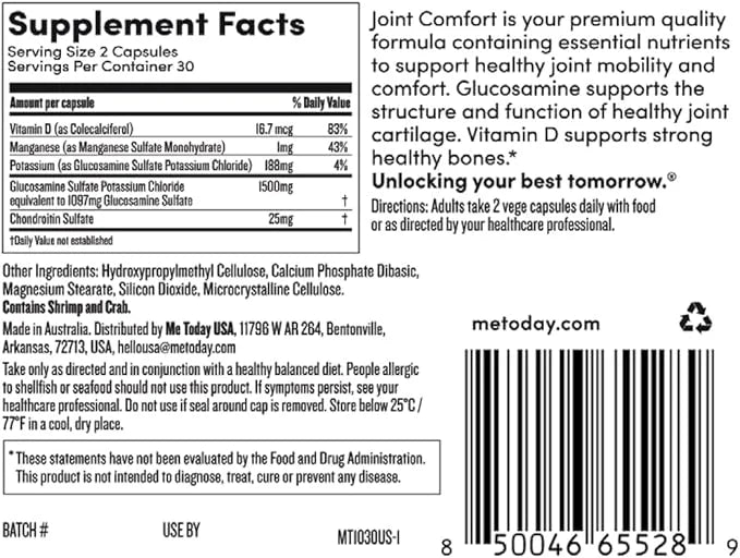 – Joint Comfort Supplement with Glucosamine, 60 Capsules