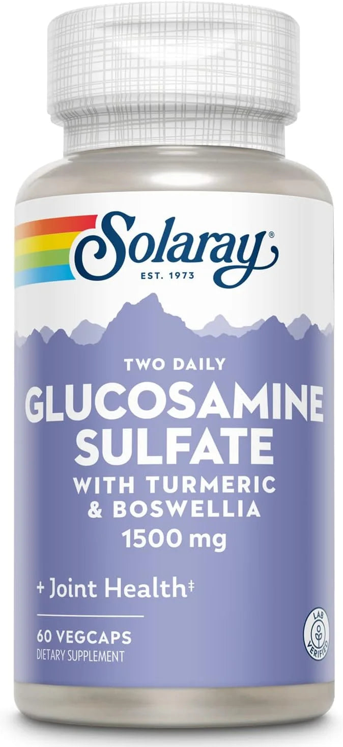 SOLARAY Glucosamine Sulfate 1500mg, Healthy Joint 60-Day Money 30 Serv, 60 VegCaps