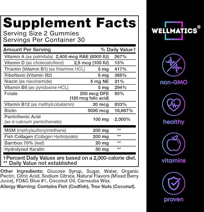 Hair Vitamins Biotin Gummies