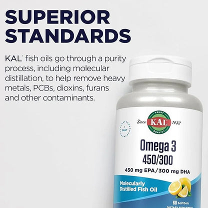KAL 450/300 1280 Mg Omega 3, 60 Count