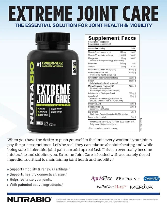 NutraBio Extreme Joint Care 120 Capsules