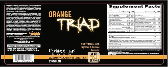 CONTROLLED LABS Orange Triad Daily Multivitamin, 45 serv