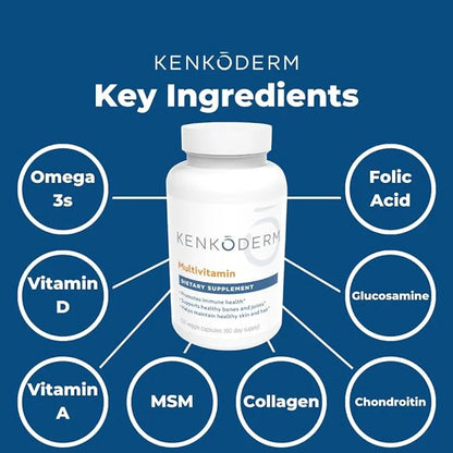 Kenkoderm Multivitamin for Psoriasis, Skin Care 120 Capsules 3, Vitamin 60 Day