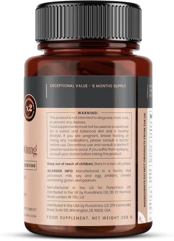 pureclinica High Strength 1500mg Glucosamine HCL 180 Tablets