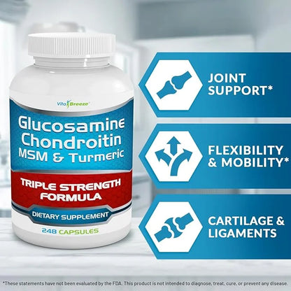Glucosamine Chondroitin, MSM & Turmeric Dietary Supplement 248 Capsules
