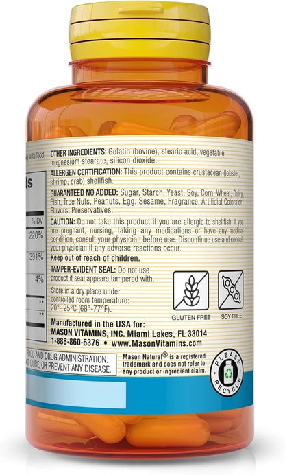 MASON NATURAL Glucosamine Chondroitin 1500/1200 100 Capsules, 1 Month