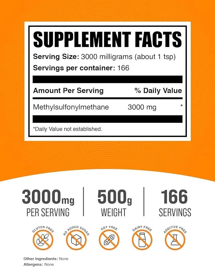 BulkSupplements.com MSM Powder 3000mg - 3000mg per 500g (1.1 (1.1 lbs) 1)