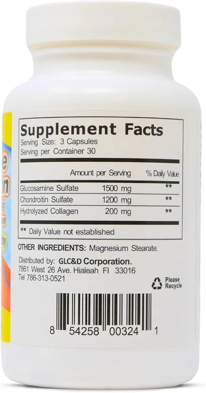 Glucosamine & Chondroitin 1500mg-1200mg with Collagen, (90 Capsules/Pack 1)