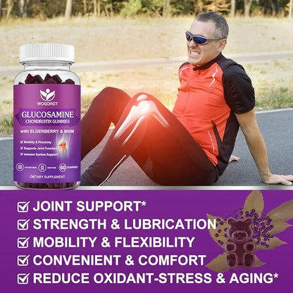 Glucosamine Chondroitin Gummies with MSM & Elderberry 1500mg Glucosamine 60 Gummies (3 Pack)
