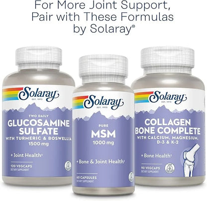 SOLARAY Glucosamine Chondroitin and Hyaluronic Acid, 1500mg/1000mg/20mg 90 90 Capsules