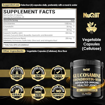 Glucosamine Chondroitin MSM with Immune & 2000mg - 120 Capsules