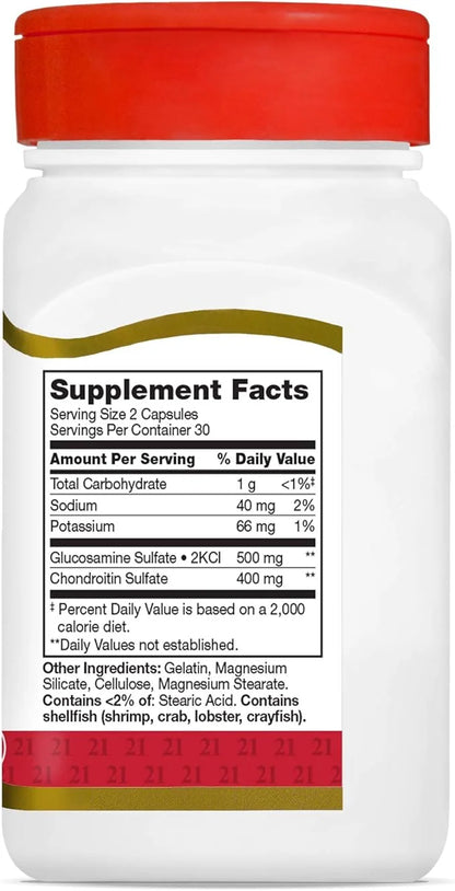 21st Century Glucosamine Chondroitin 250/200mg 60 Count