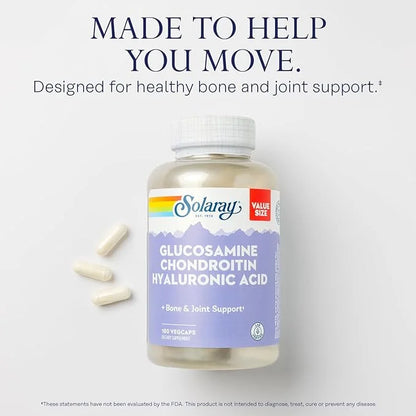 Solaray Glucosamine Chondroitin Hyaluronic Acid, Healthy 60-Day Guarantee, 60 Servings, 180 VegCaps