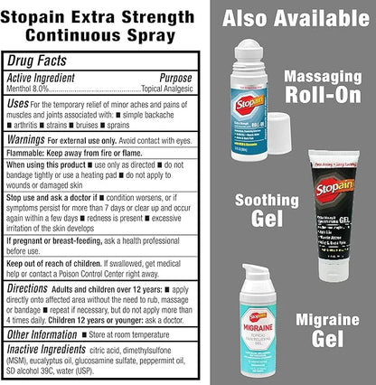 Stopain Pain Relief Spray 4oz (2