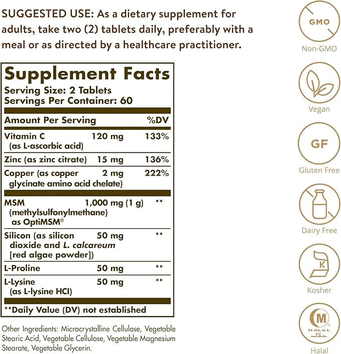 Solgar Skin, Nails & Hair, Advanced 120 Tablets 60 Servings