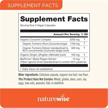 NatureWise Curcumin Turmeric 2250mg 95% Curcuminoids [2 Month 180 Count]