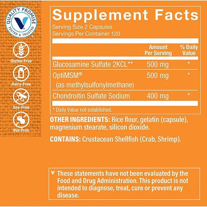 The Vitamin Shoppe Glucosamine, Chondroitin, MSM (240 Capsules)