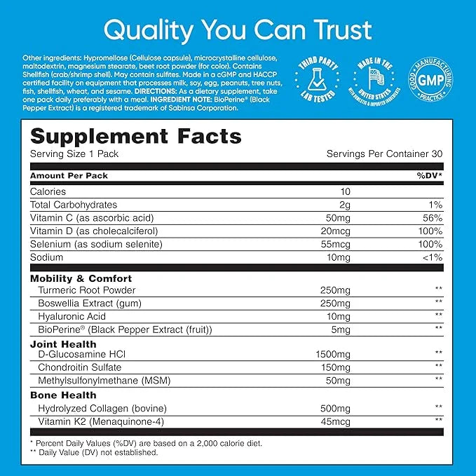 Mobility & Bone Support Daily Multivitamin K2, Collagen, (30 Pack)