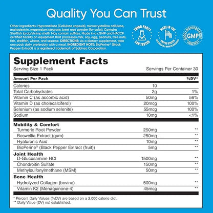 Mobility & Bone Support Daily Multivitamin K2, Collagen, (30 Pack)