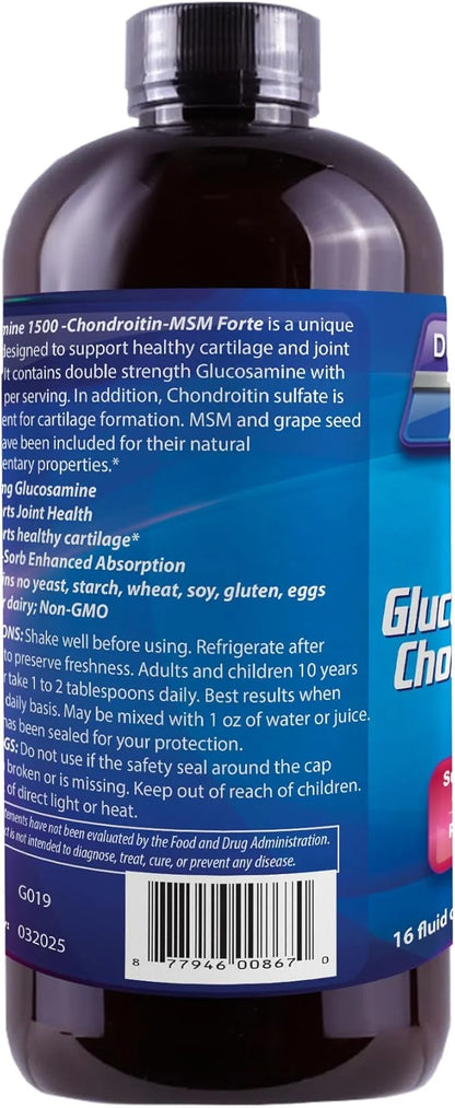 Dr's Advantage Liquid Glucosamine 1500- Chondroitin-MSM 16oz, Brown, DA867