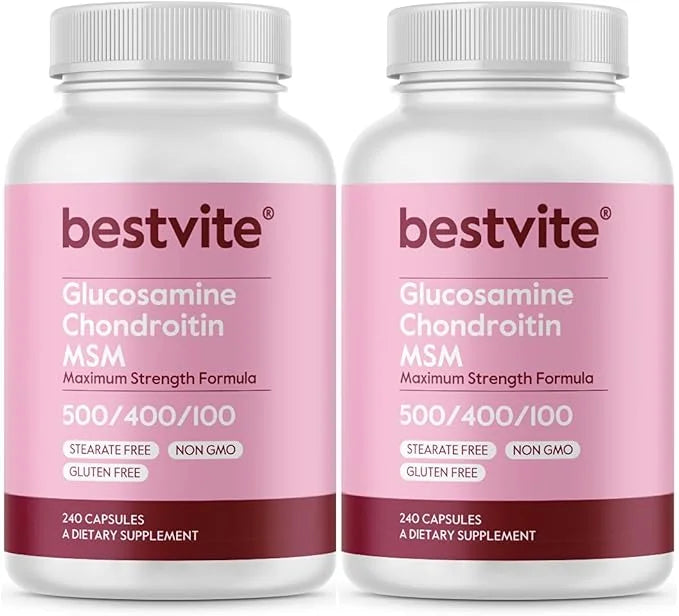 BESTVITE Glucosamine Chondroitin MSM 500/400/100 per (480 Capsules) (240 x 2) with