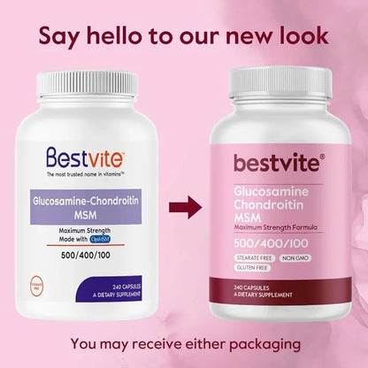 BESTVITE Glucosamine Chondroitin MSM 500/400/100 per (480 Capsules) (240 x 2) with