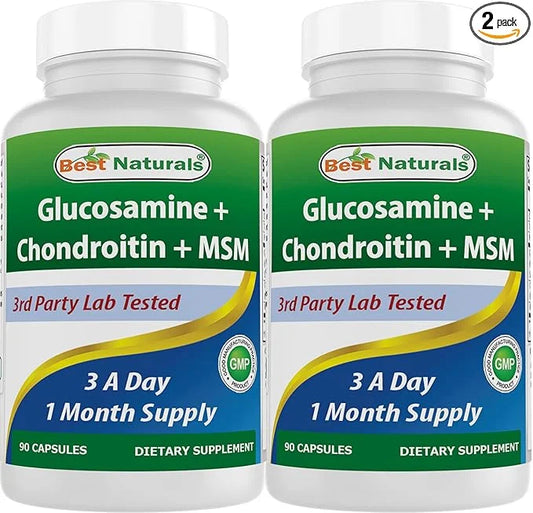 Best Naturals, Glucosamine Chondroitin MSM Supplements, 2600 mg 90 Capsules (90 Count 2))