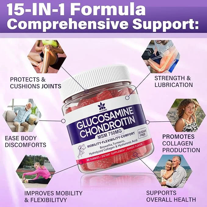 Glucosamine Chondroitin Gummies with MSM, Boswellia 120 Cts
