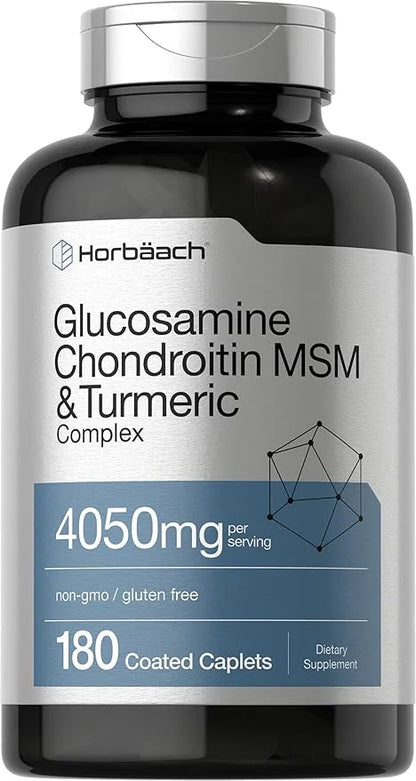 Horbäach Glucosamine Chondroitin with Turmeric & MSM 4050 mg 180 Caplets