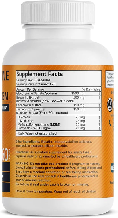 Bronson Glucosamine Chondroitin Turmeric & MSM 360 Capsules
