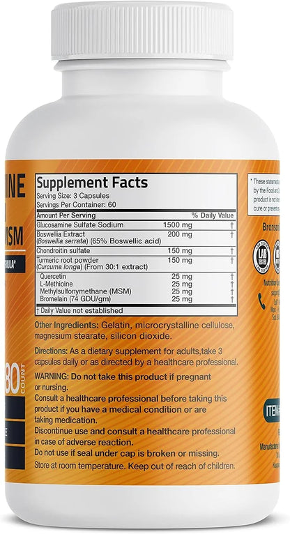 Bronson Glucosamine Chondroitin Turmeric & MSM 180 Capsules