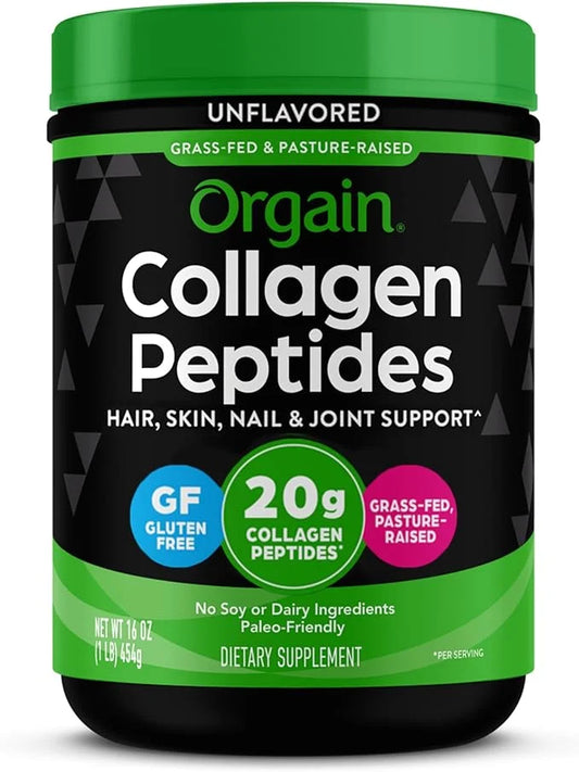 Orgain Hydrolyzed Collagen Peptides Powder 20g Grass 1lb