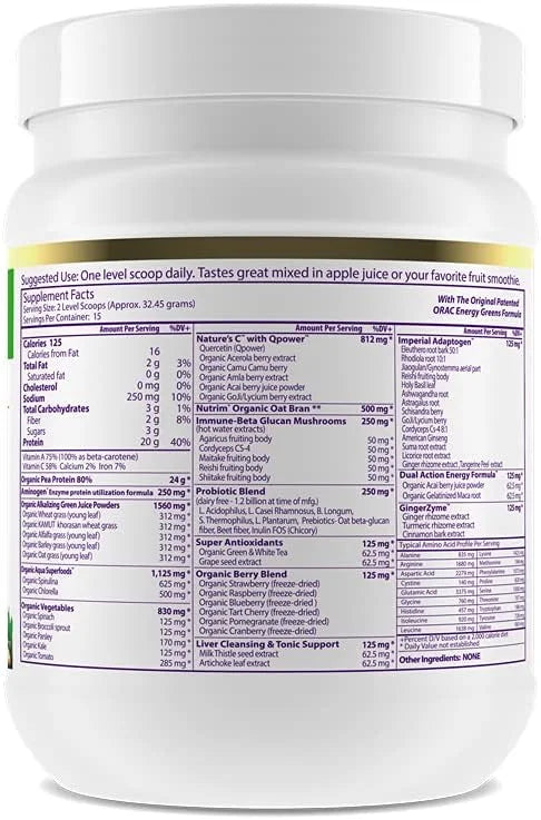 Paradise Herbs, ORAC Energy Proteins & 24 Servings 1 Scoop 20g Protein, 15
