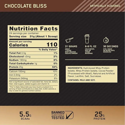 Optimum Nutrition Gold Standard 100% Isolate, 1.64 Pounds, 24 Servings