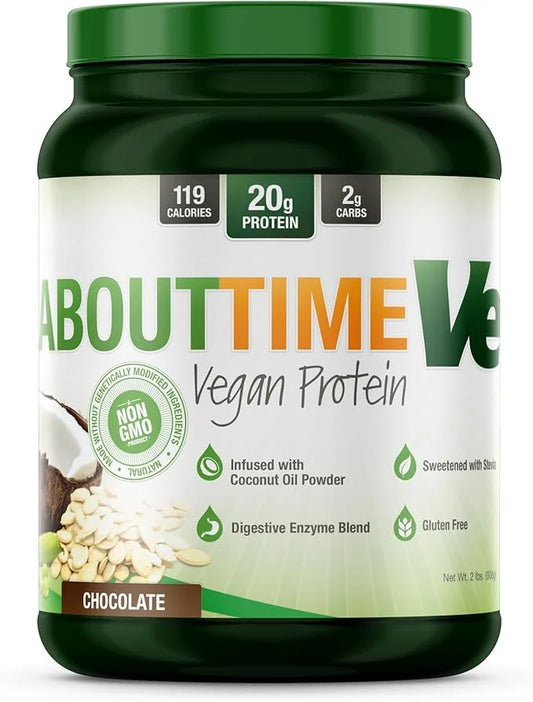 About Time Natural Vegan Protein Chocolate 2lb 24g Protein, 32 Servings