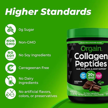 Orgain Hydrolyzed Collagen Peptides Powder 20g Grass 1lb