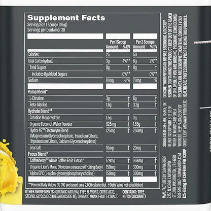 Sunwarrior Pre Workout Powder Energy Drink 30 Servings