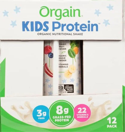 Orgain Organic Kids Nutritional Protein Shake, 8g Dairy 3g Fiber, 22 Vitamins 8.25 Fl 12)