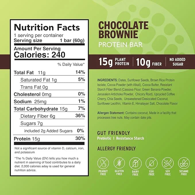 AMRITA Chocolate Maca Vegan Protein Bars 15g Plant