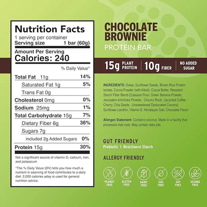 AMRITA Chocolate Maca Vegan Protein Bars 15g Plant