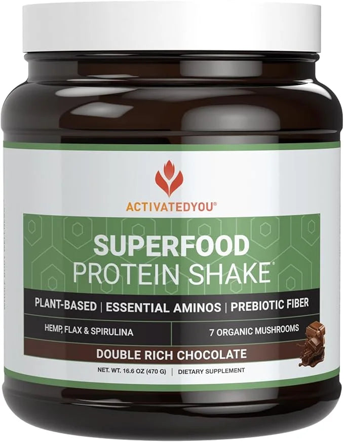 ACTIVATEDYOU Superfood Protein Shake -Vegan Plant 7 Mushroom (15 Servings)