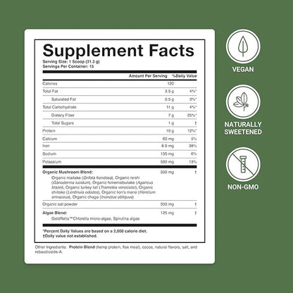 ACTIVATEDYOU Superfood Protein Shake -Vegan Plant 7 Mushroom (15 Servings)