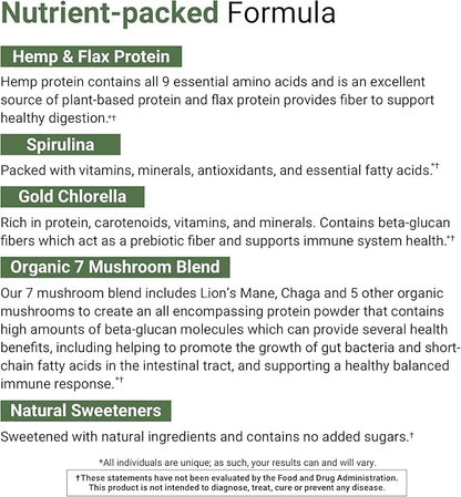 ACTIVATEDYOU Superfood Protein Shake -Vegan Plant 7 Mushroom (15 Servings)