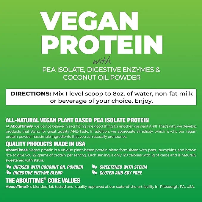 About Time Vegan Protein Supplement, Vanilla, 2 Pound